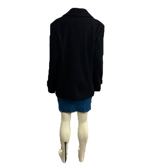 BRAETAN 100%WOOL PEA COAT DOUBLE BREASTED IN BLACK SIZE LARGE - Picture 2 of 12